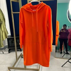 Sweat shirt with side pockets material dress design beautiful orange color